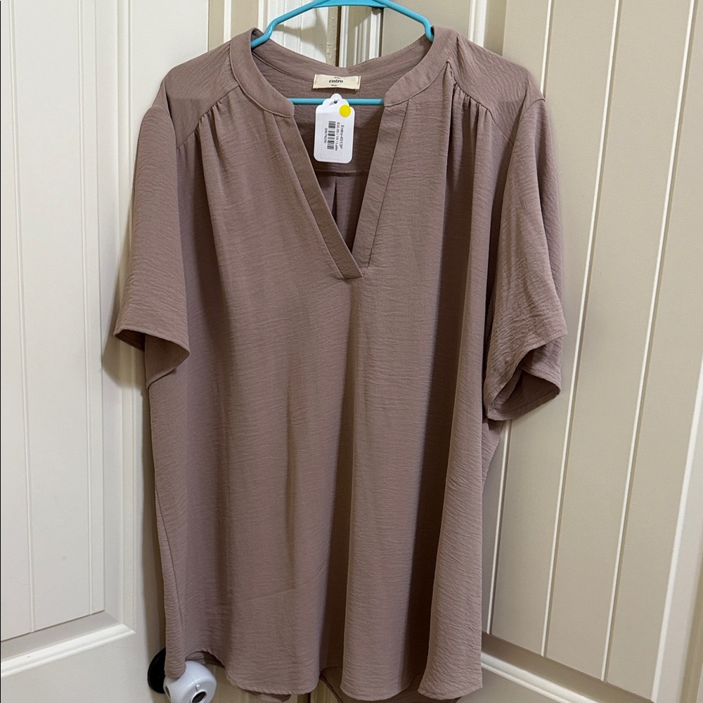 Entro Dusty Pink V-Neck Blouse